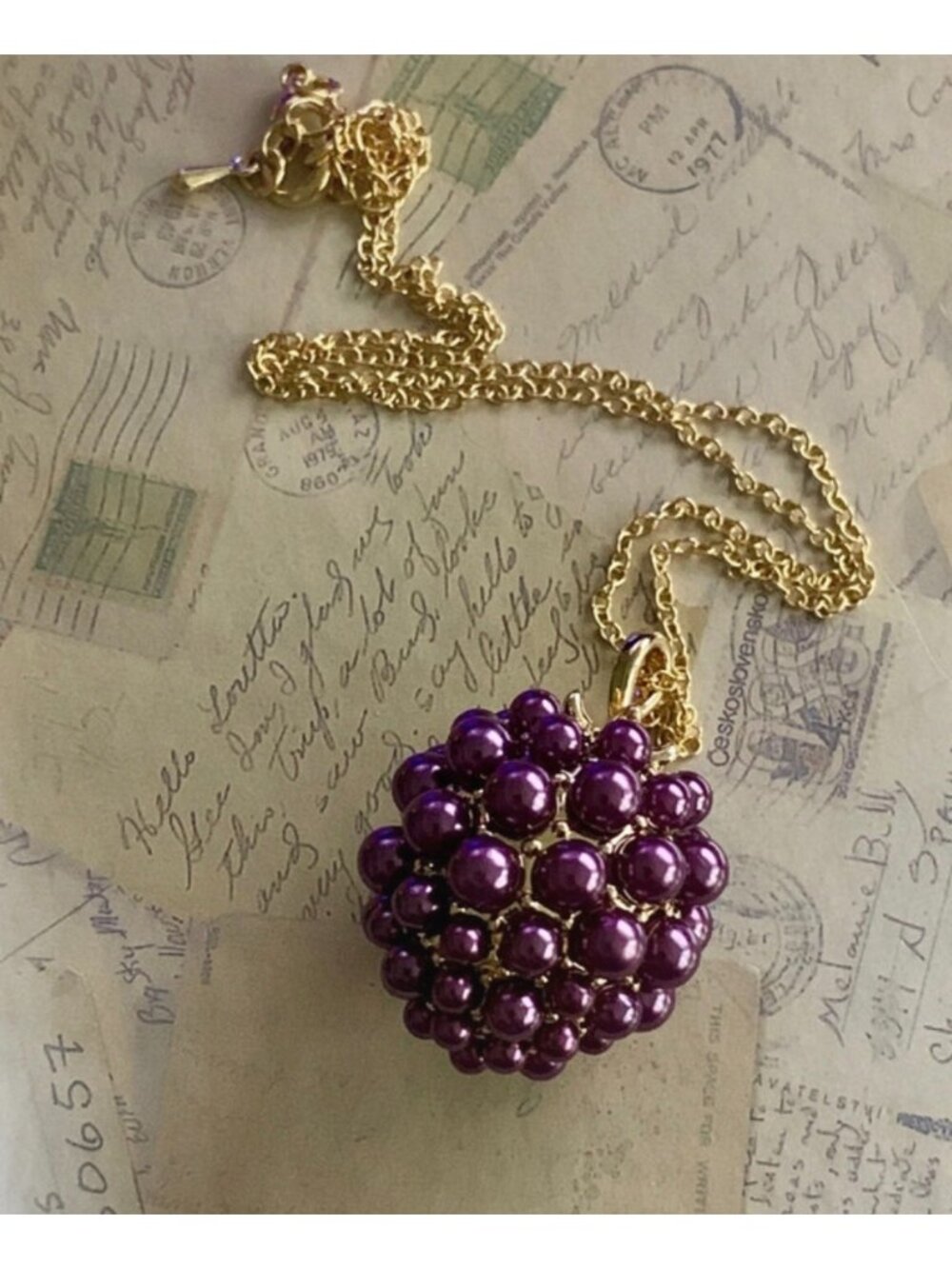 Whimsical Girls Ladies Women's purple Blackberry and Mouse Locket